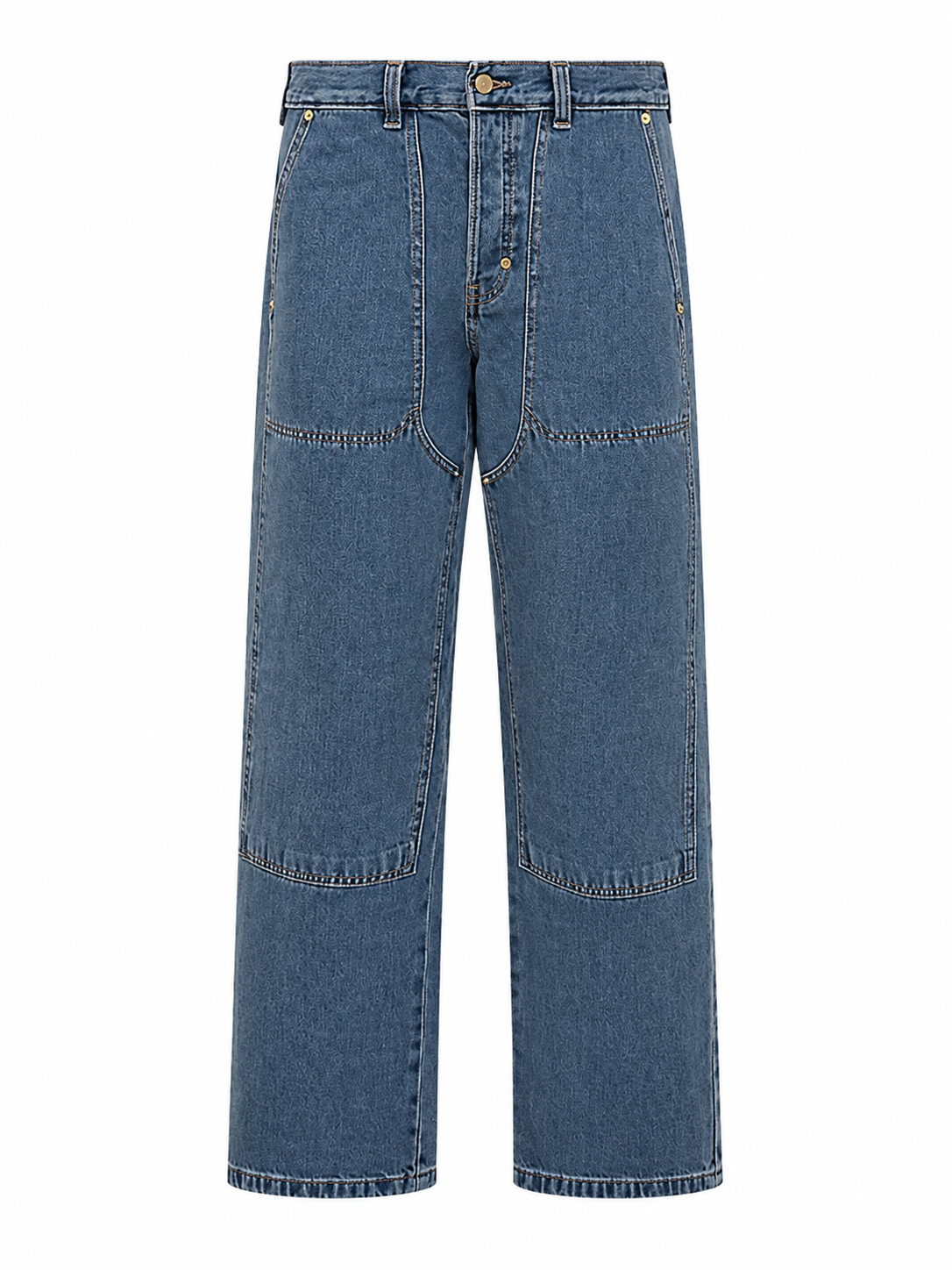 Medium Wash Paneled Wide-Leg Jeans