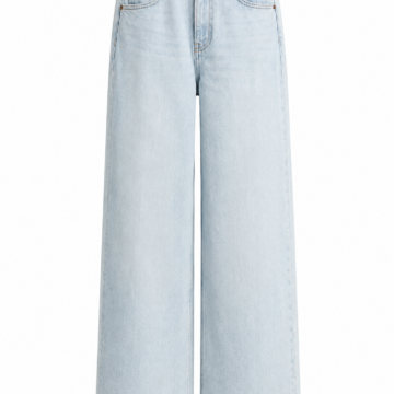 Light Wash Wide-Leg Stonewashed Jeans