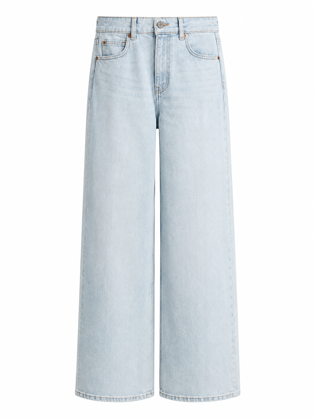 Light Wash Wide-Leg Stonewashed Jeans
