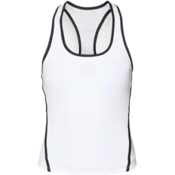 White Racerback Athletic Tank Top with Contrast Black Stitching