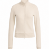 Light Beige Cream Slim Fit Full-Zip Track Jacket