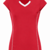 Red V-Neck Activewear Top with White Trim and Cap Sleeves