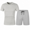 Light Grey Crewneck T-Shirt and Drawstring Shorts Set