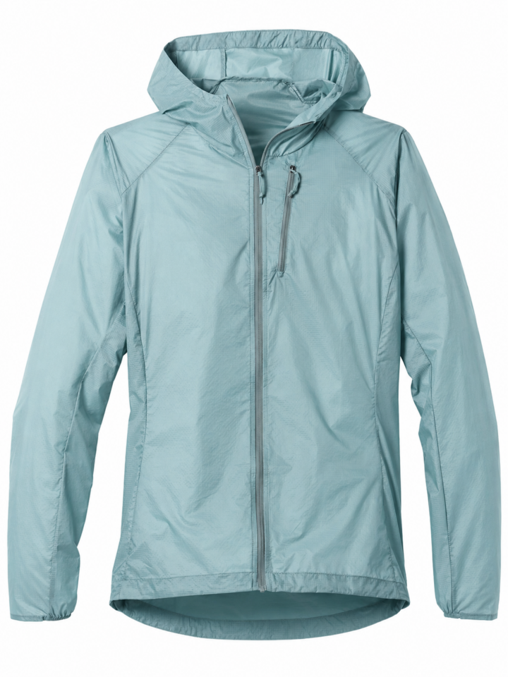 Light Blue Hooded Windbreaker Jacket