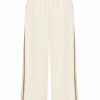 Off-White Wide-Leg Pants with Brown Side Stripes