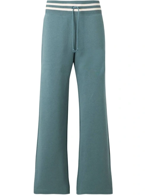 Dusty Teal Wide-Leg Sweatpants with Drawstring