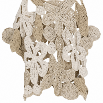Cream and Beige Crochet Sleeveless Top with Openwork Motifs