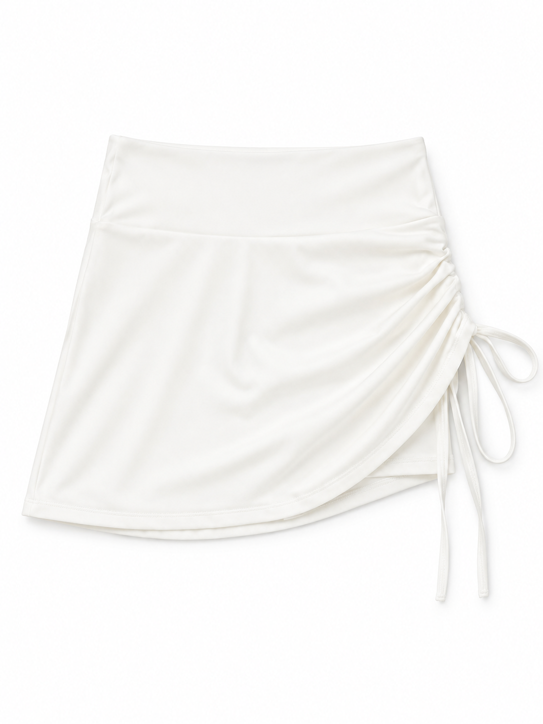 White Ruched A-Line Mini Skirt