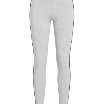 Light Heather Gray High-Waist Leggings with Contrast Side Piping