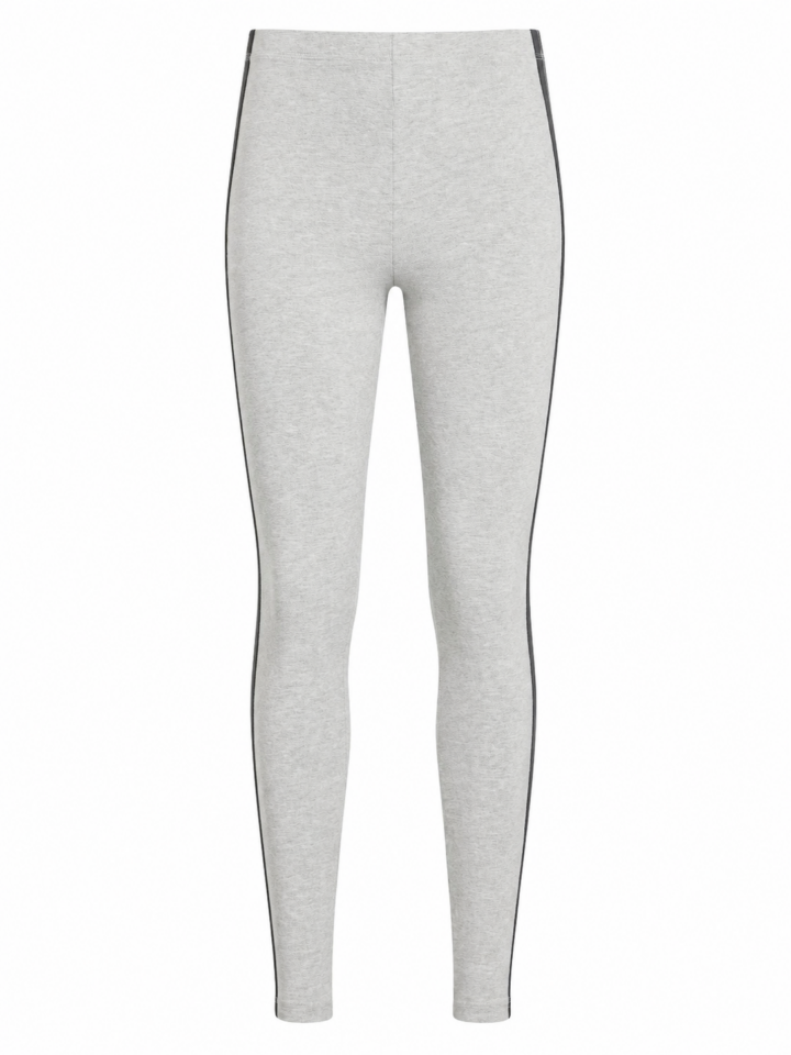 Light Heather Gray High-Waist Leggings with Contrast Side Piping