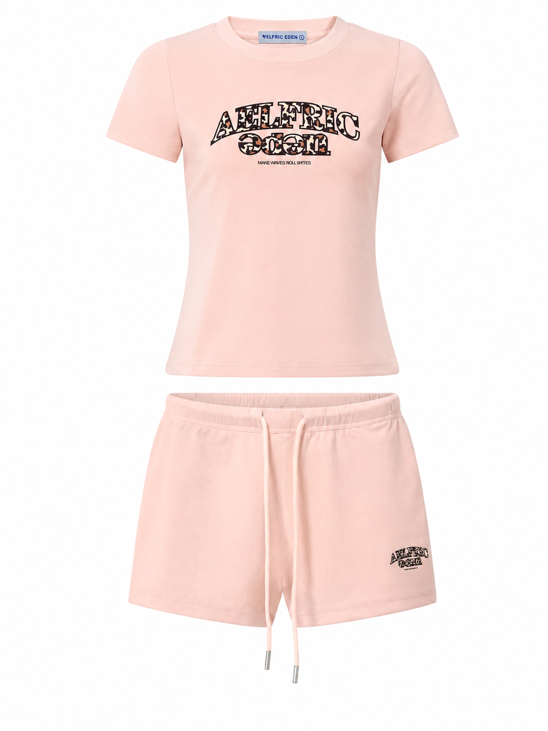 Light Pink Graphic Print T-Shirt and Shorts Set