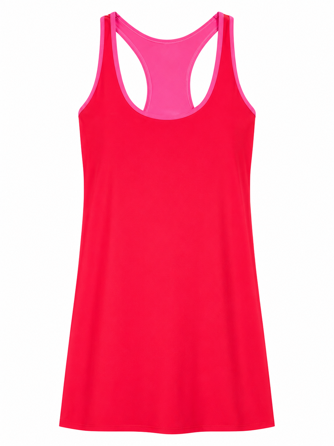 Red Sleeveless Racerback Athletic Dress with Pink Trim