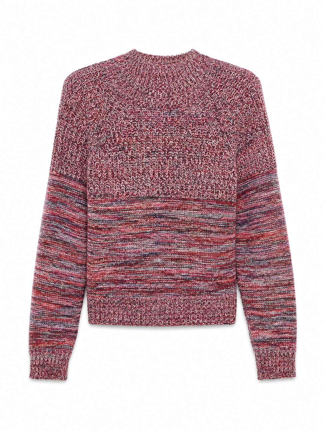 Marled Red Grey Mock Neck Sweater