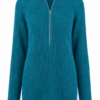 Teal Half-Zip Ribbed Knit Sweater