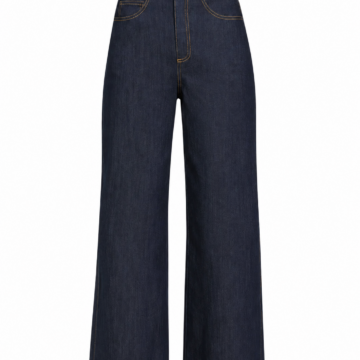 Dark Indigo High-Rise Wide-Leg Gold-Stitch Jeans