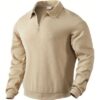 Beige Quarter-Zip Chevron Knit Pullover